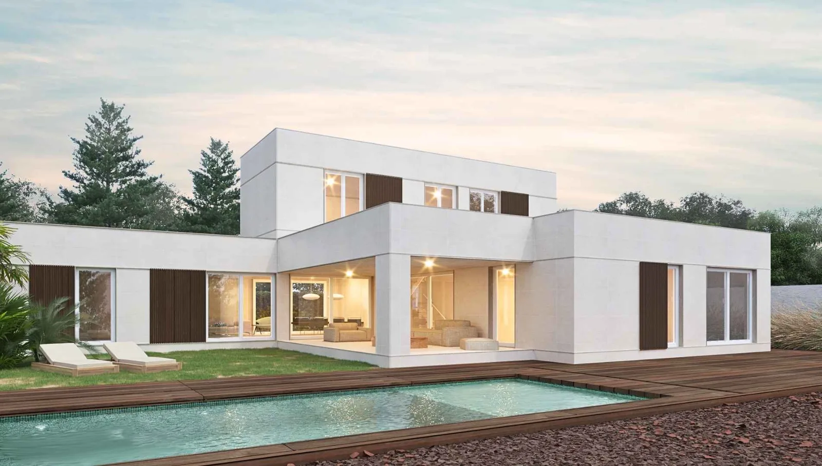 Casa prefabricada modular Libra de dos plantas con despacho, de Atlántida Homes