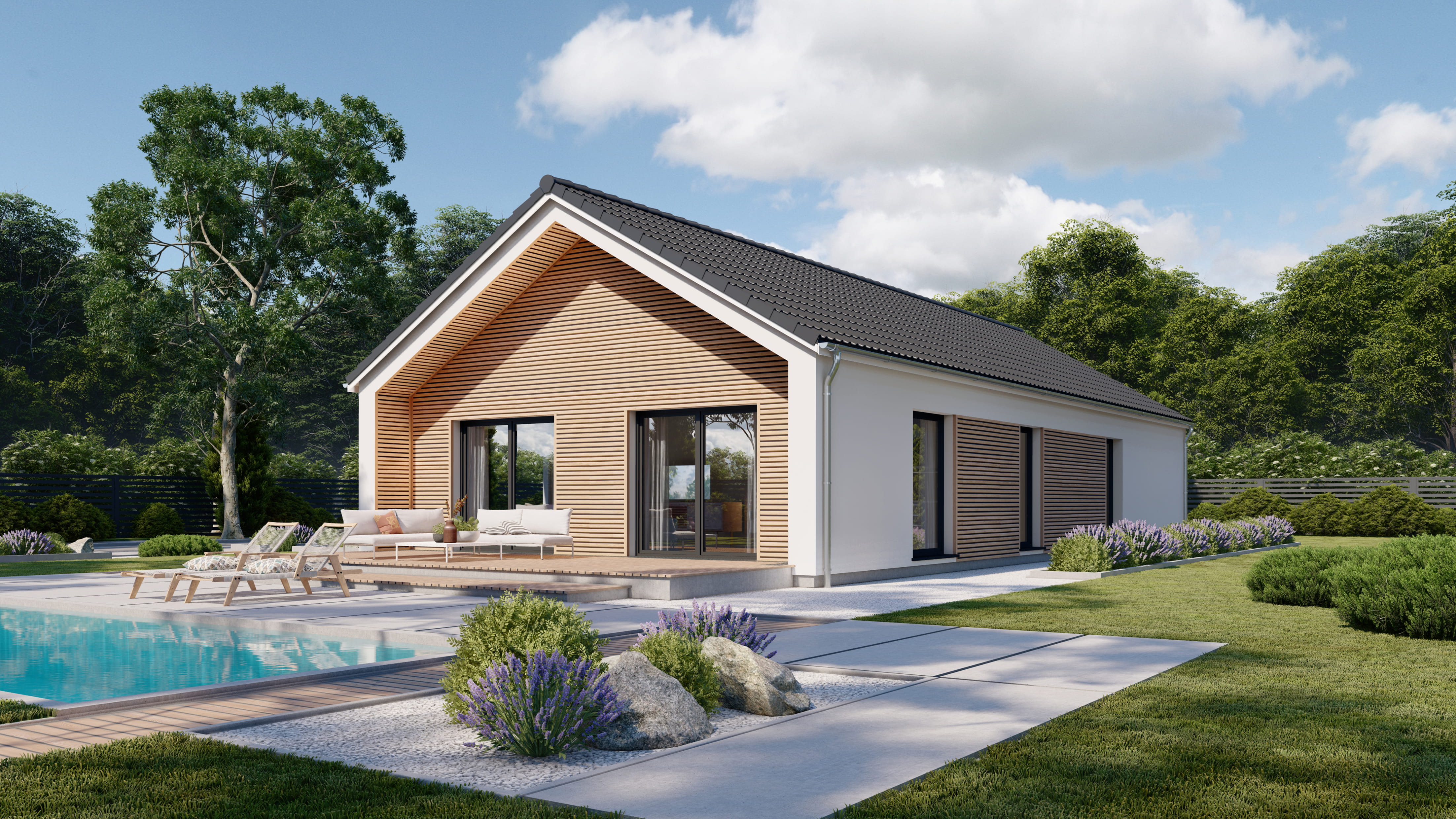 Casa prefabricada Casa de madera de una planta Perfect 122, 122 m² de Danwood