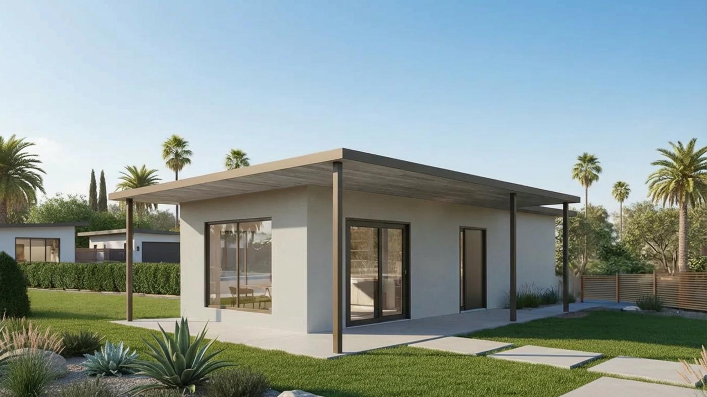 Casa prefabricada Casa modular de acero autosuficiente Baffin One, 65 m² de Dvele
