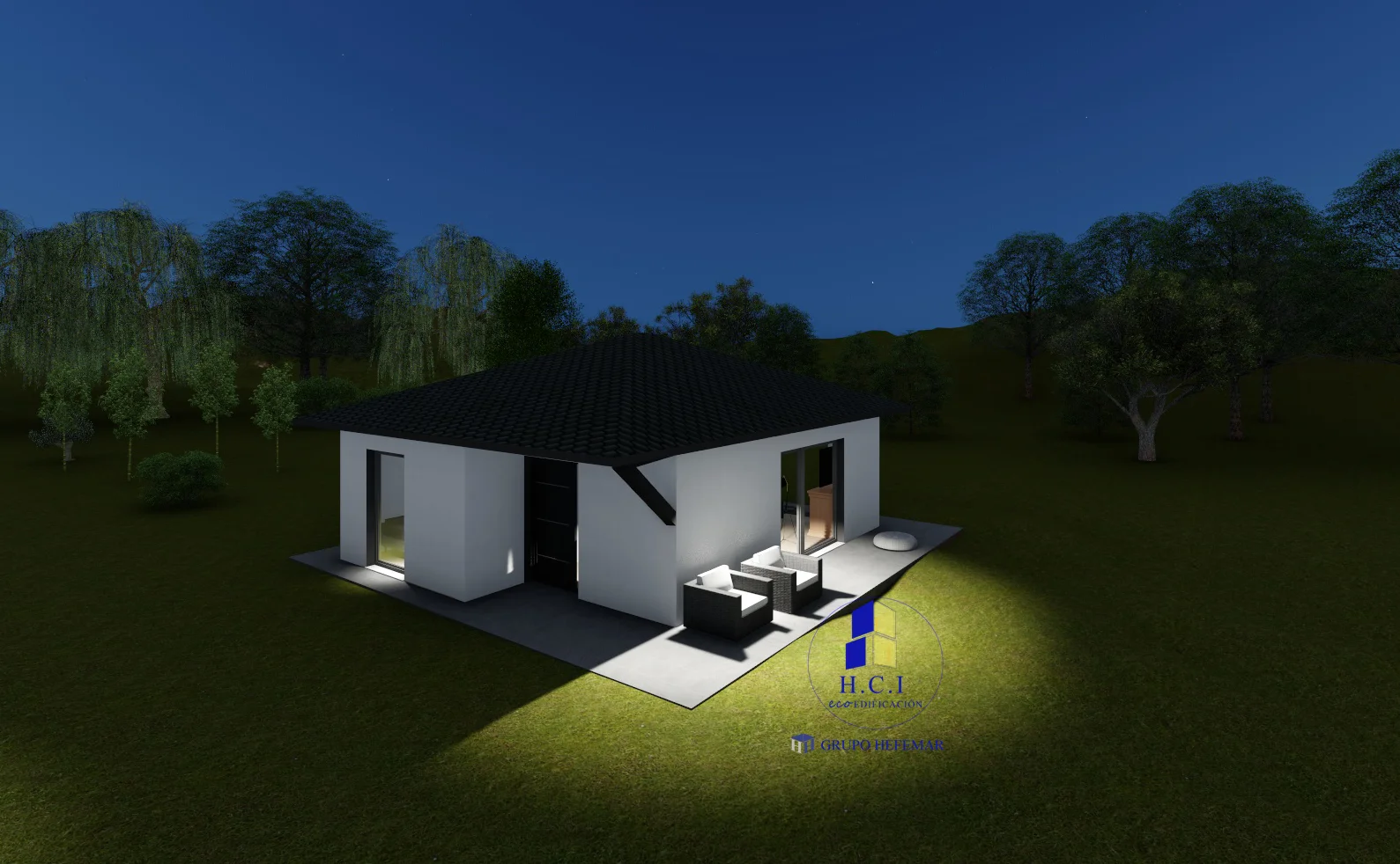 Casa prefabricada Project 54 m² (cubierta a 4 aguas) de HCI Ecoedificación · imagen 3