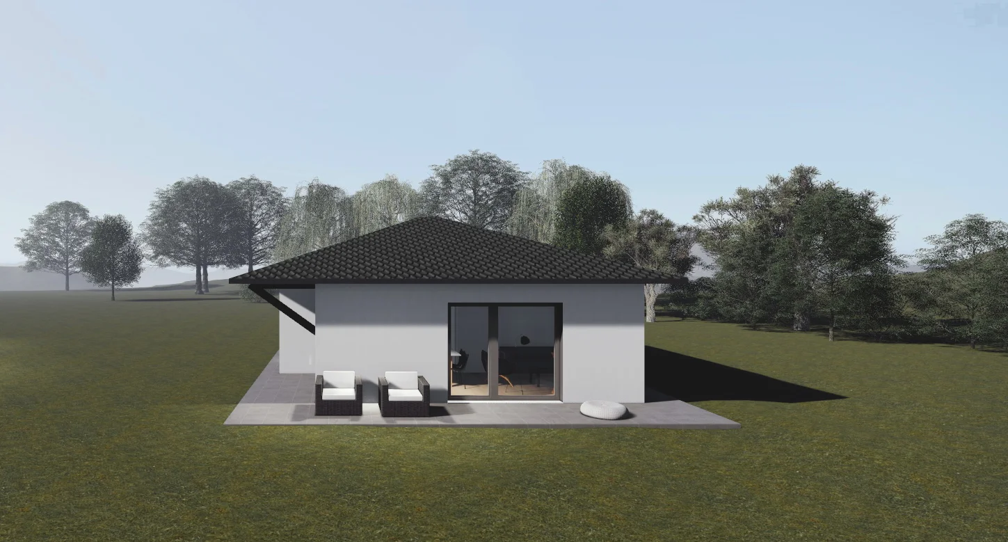 Casa prefabricada Project 54 m² (cubierta a 4 aguas) de HCI Ecoedificación