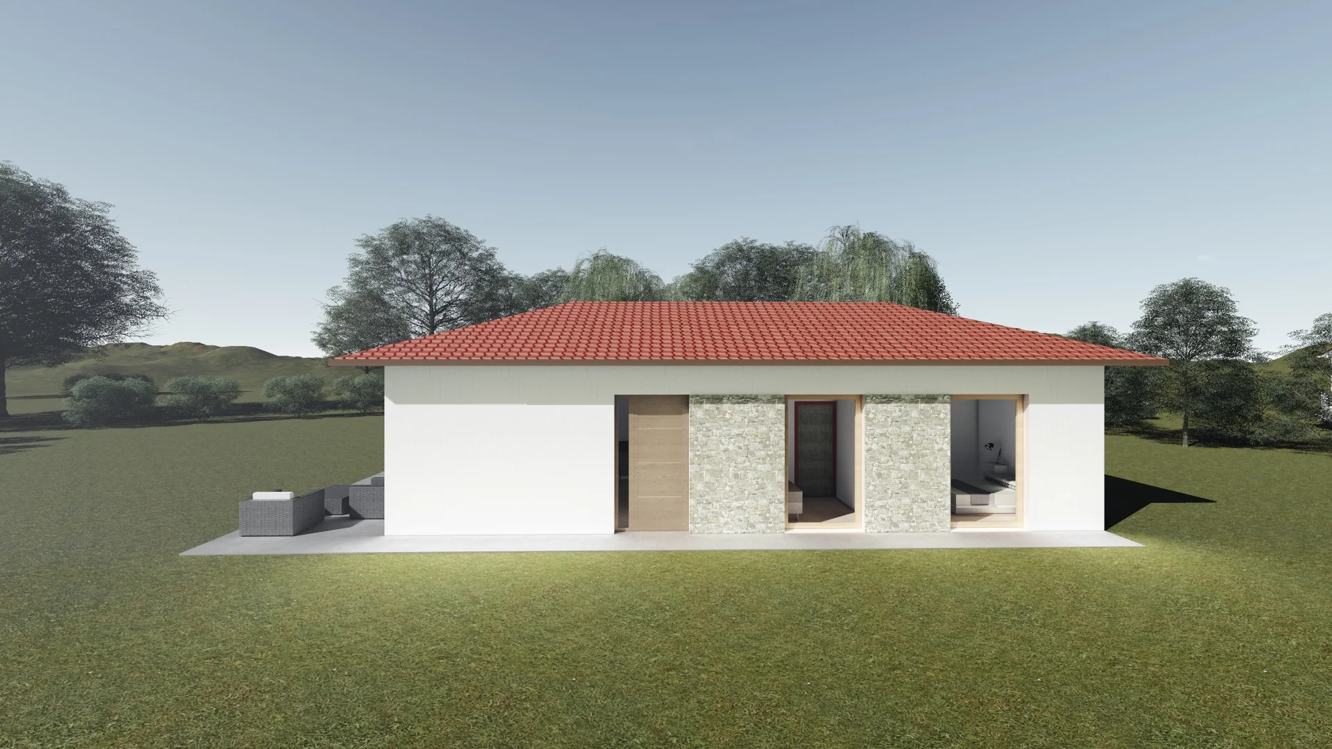 Casa prefabricada Project 61 m² (cubierta a 4 aguas) de HCI Ecoedificación
