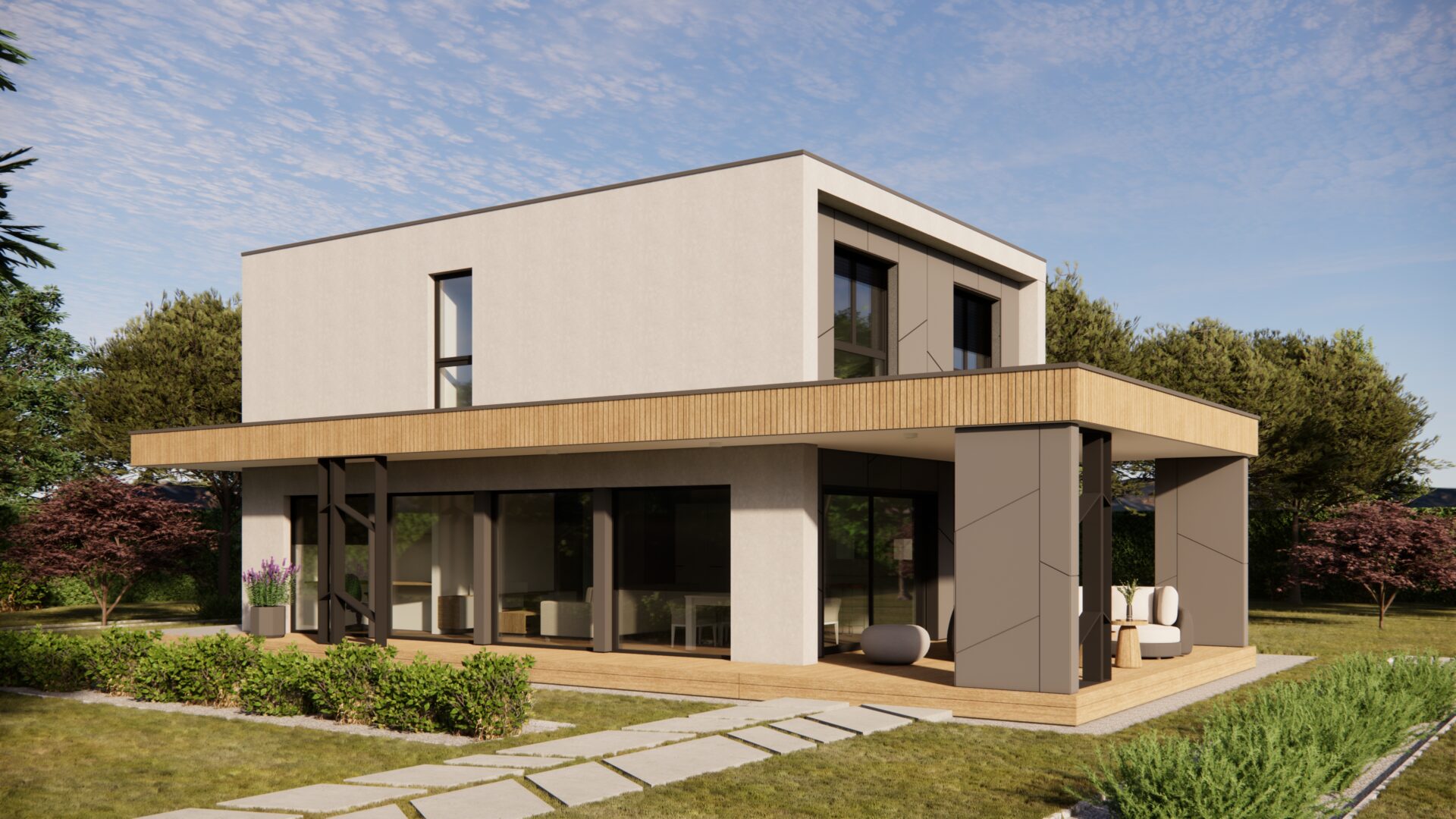 Casa prefabricada Casa Kubus B 126 m² (cubierta plana) de Jelovica