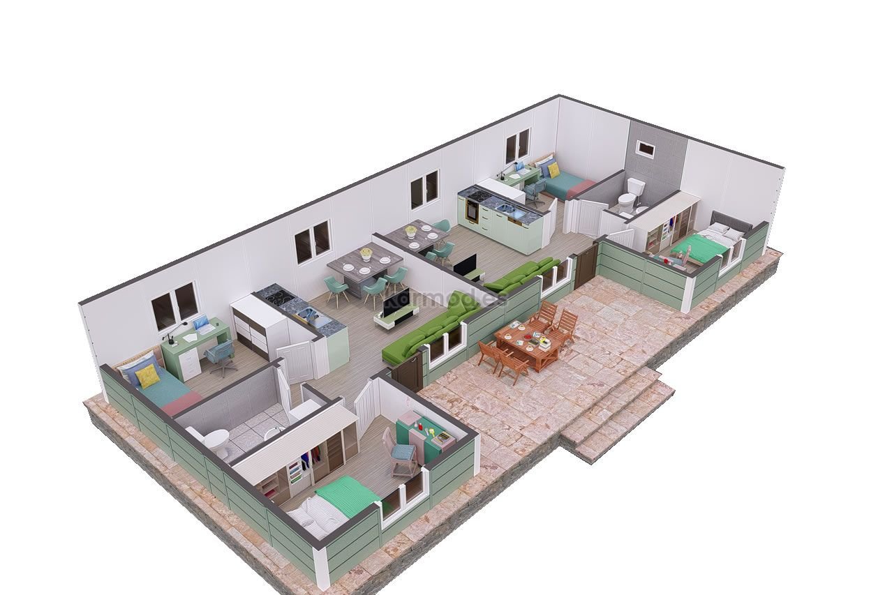 Casa pareada de acero: dos viviendas de 44 m² de Karmod España · imagen 2