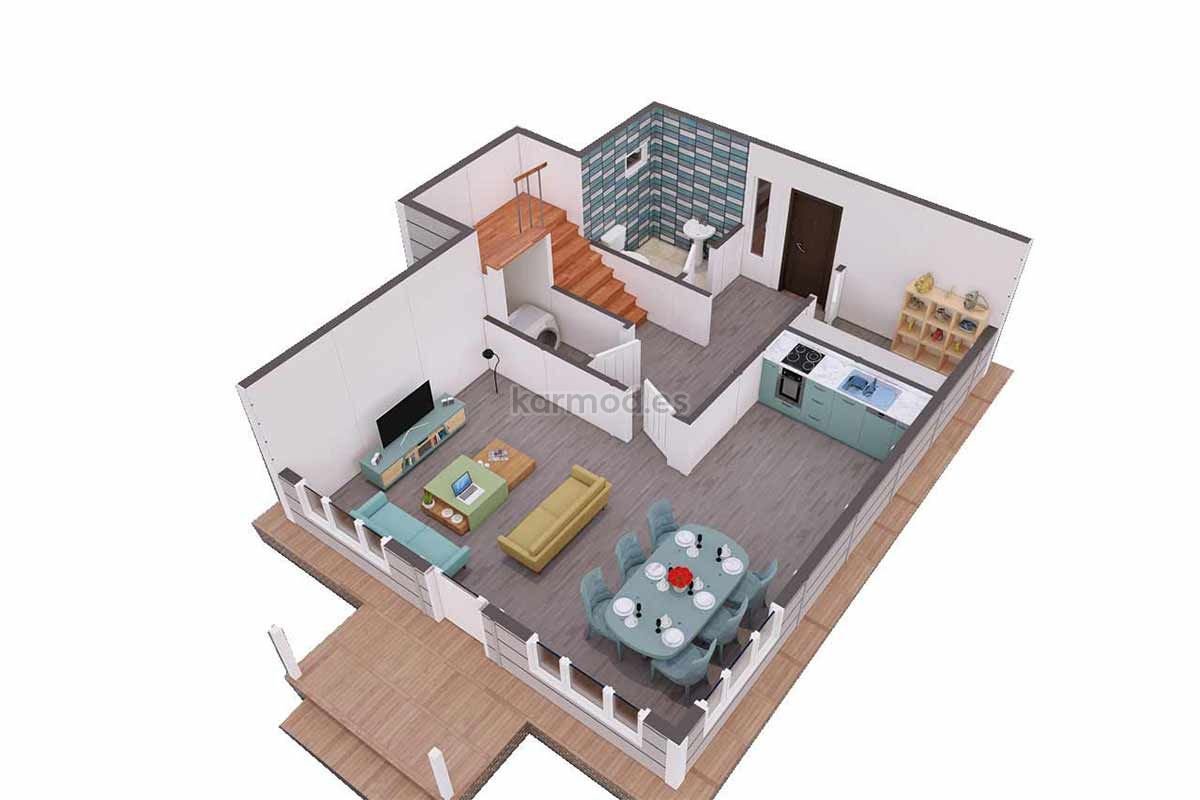 Casa prefabricada de acero de 114 m² y dos plantas de Karmod España · imagen 2