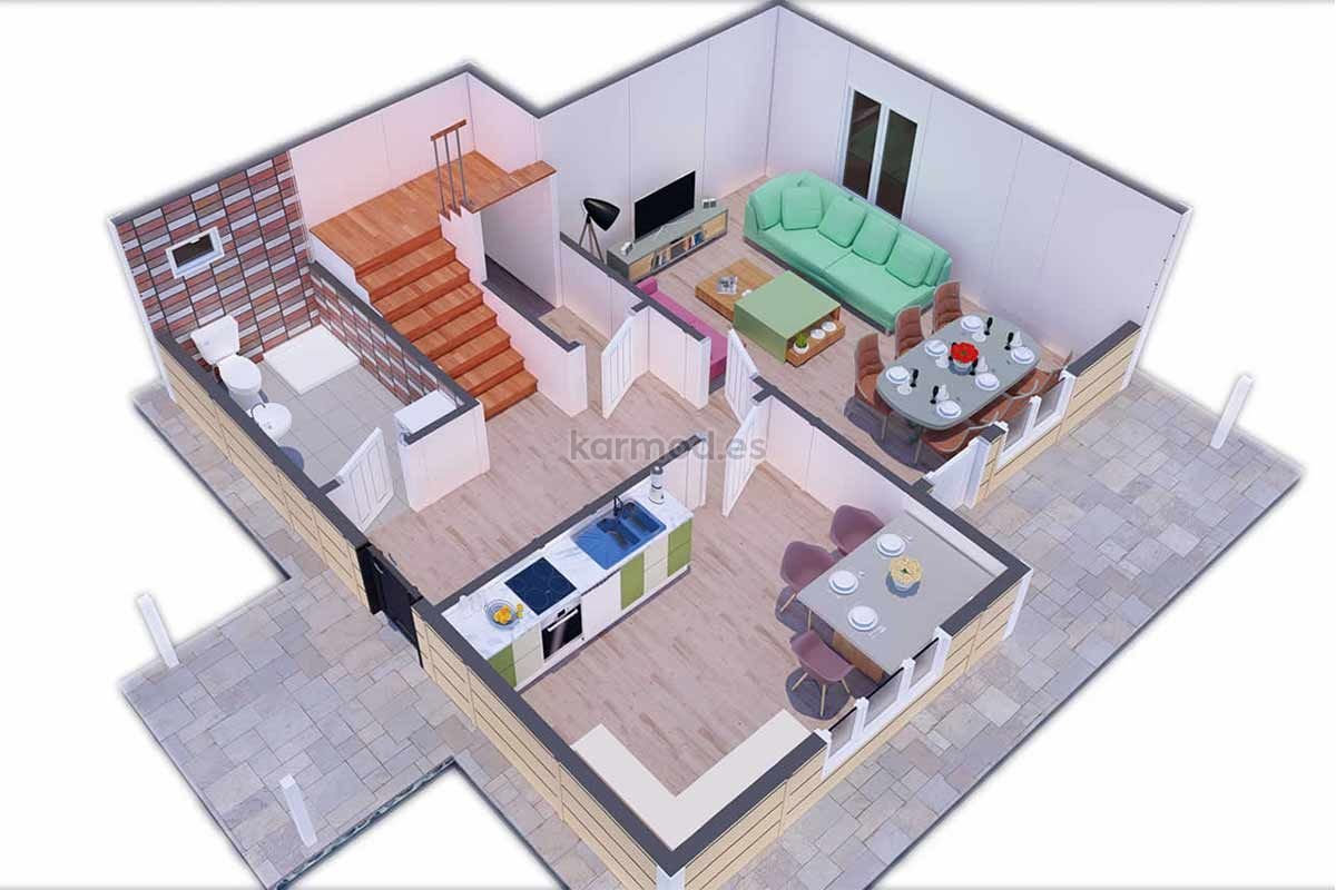 Casa prefabricada de acero de 121 m² y dos plantas de Karmod España · imagen 2