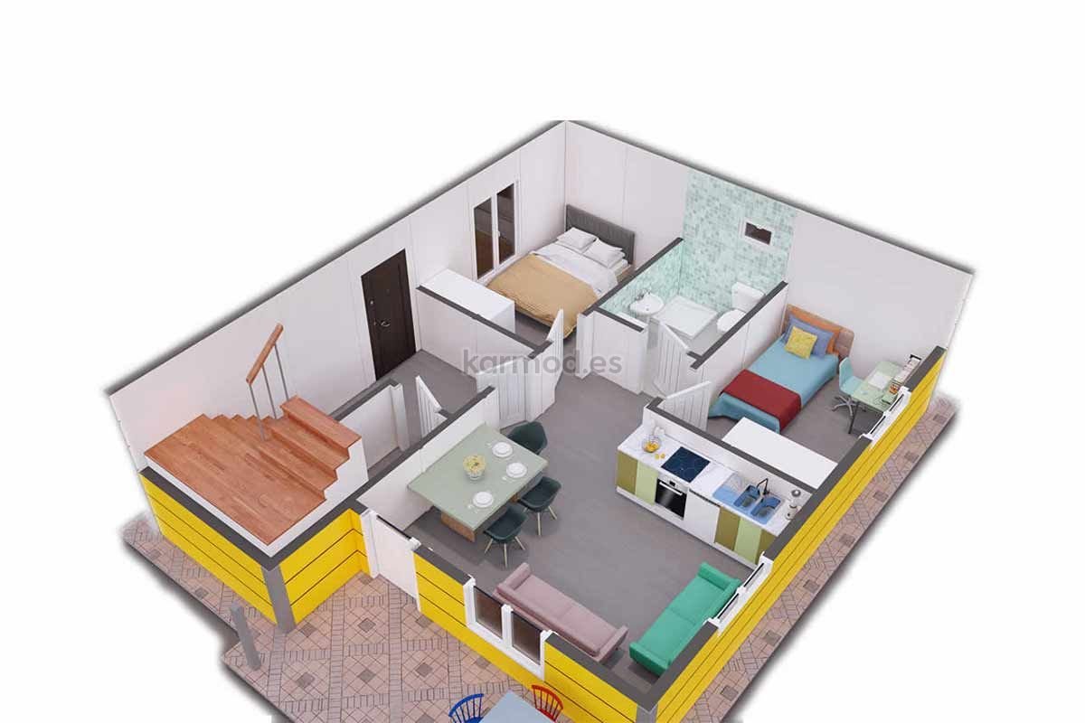 Casa prefabricada de acero de 114 m² y dos plantas iguales de Karmod España · imagen 2