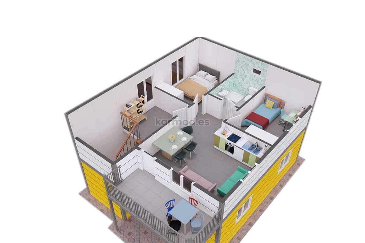 Casa prefabricada de acero de 114 m² y dos plantas iguales de Karmod España · imagen 3