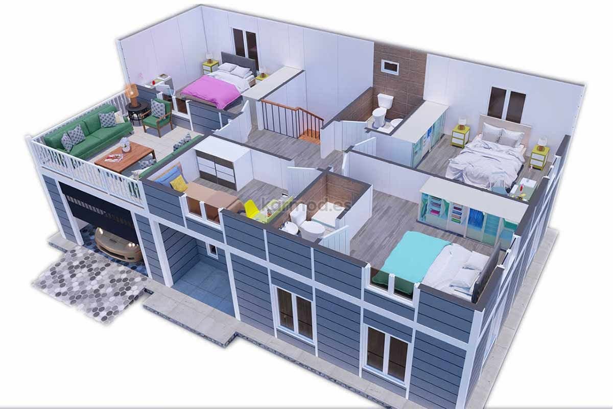 Casa prefabricada Villa prefabricada de acero con garaje y 4 dormitorios de Karmod España · imagen 3