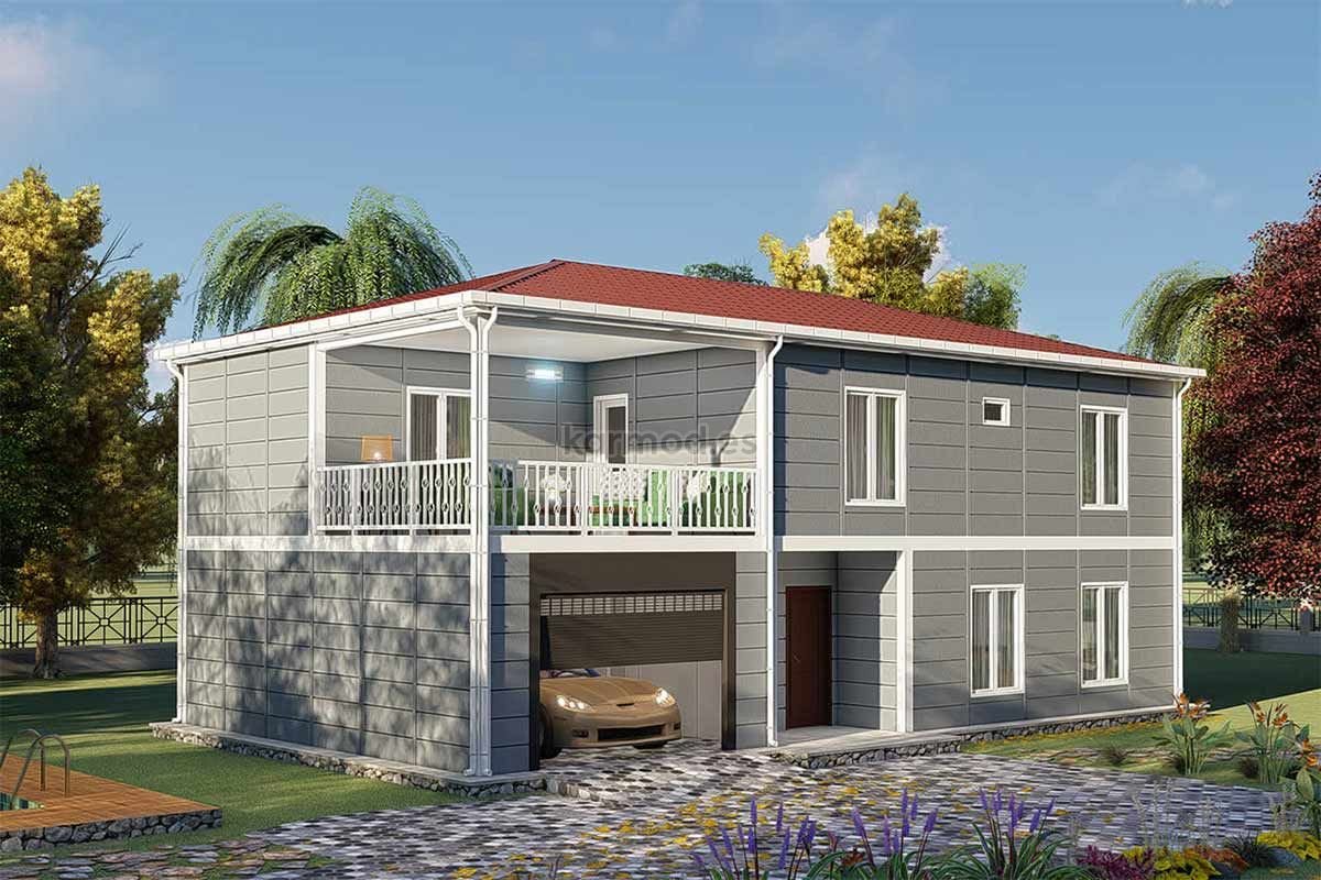 Casa prefabricada Villa prefabricada de acero con garaje y 4 dormitorios de Karmod España