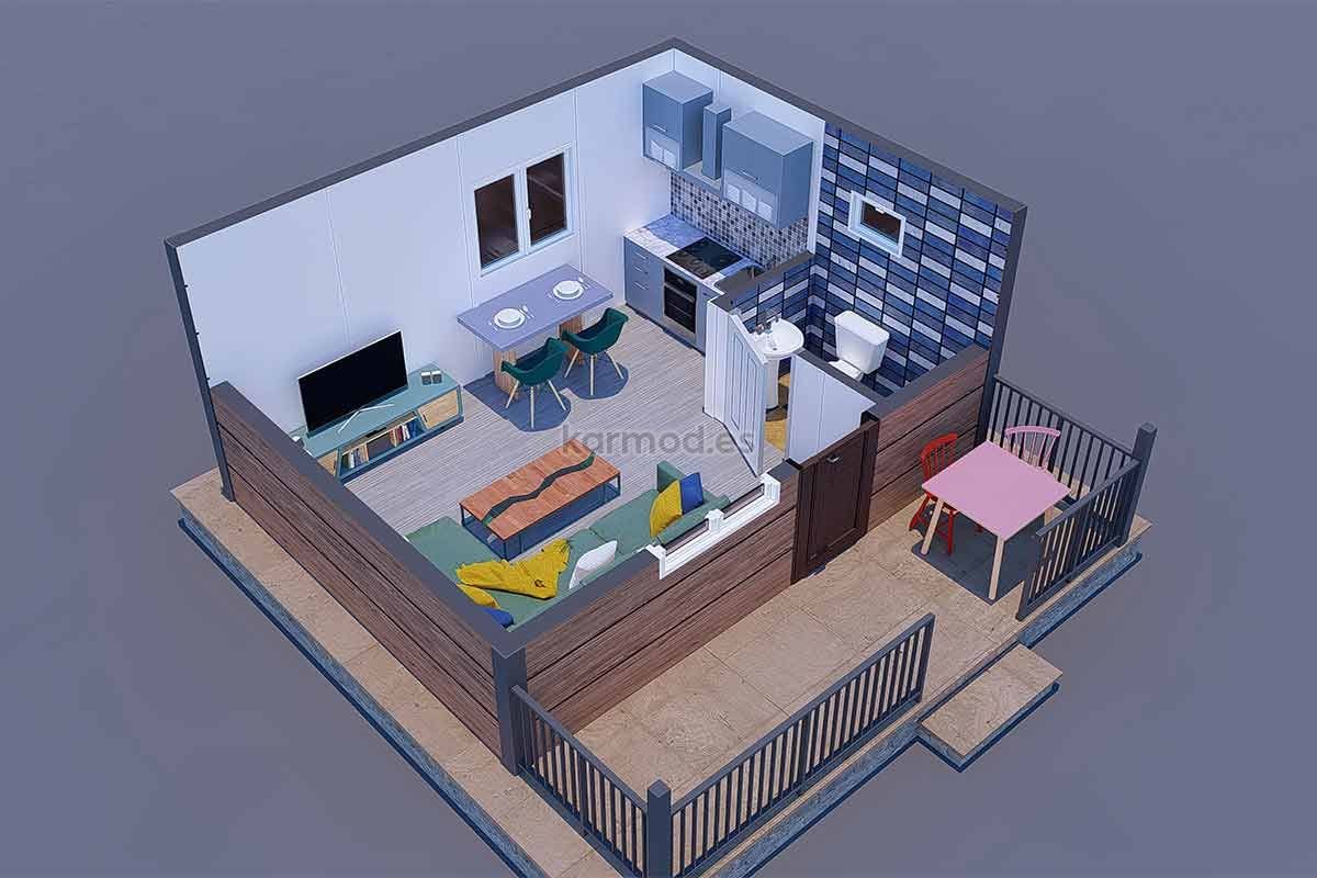 Casa prefabricada Minicasa prefabricada de acero de 20 m² con porche de Karmod España · imagen 2