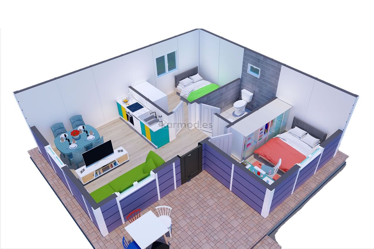 Casa prefabricada de acero de 44 m² con 2 dormitorios de Karmod España · imagen 2