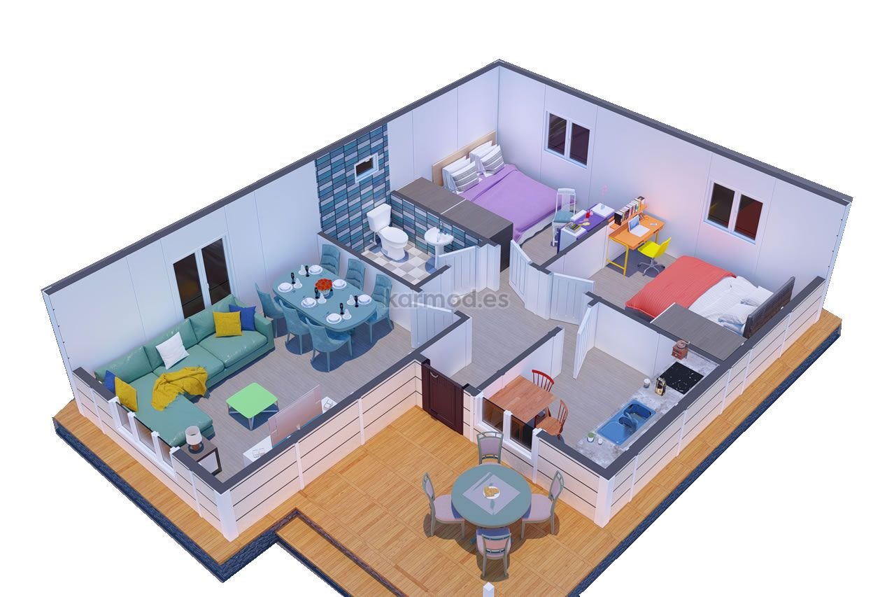 Casa prefabricada de acero de 63 m² con cocina cerrada de Karmod España · imagen 2