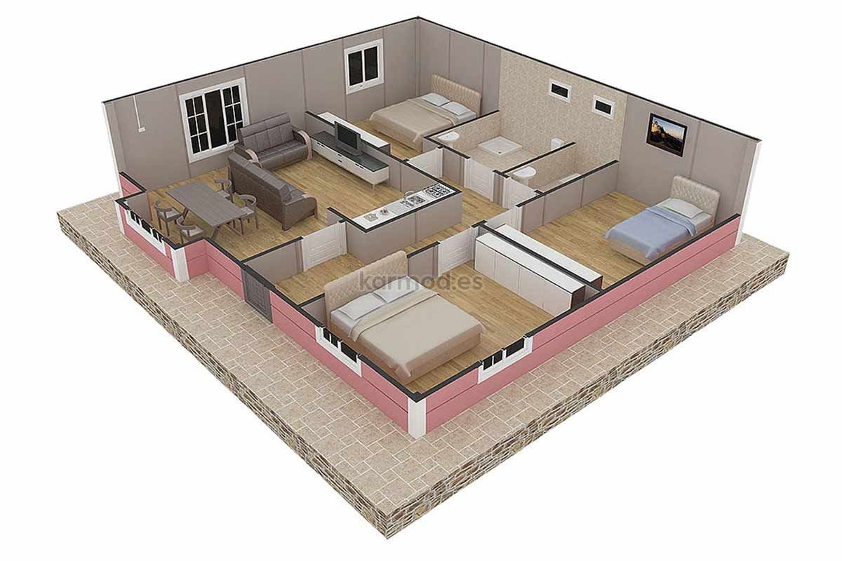 Casa prefabricada de acero de 93 m² con 3 dormitorios de Karmod España · imagen 2