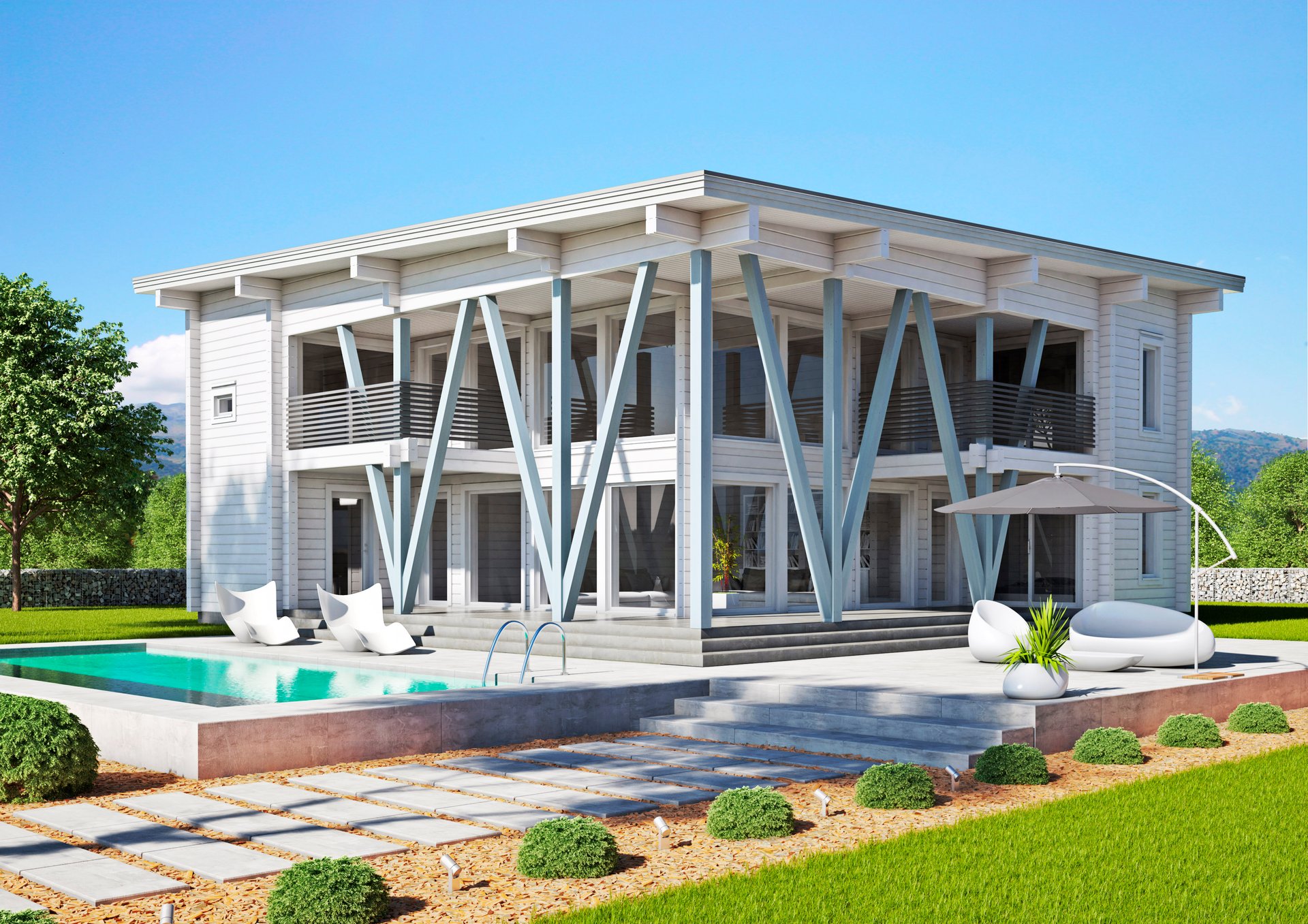 Casa prefabricada Villa de tronco de diseño Laminaria de Kontio