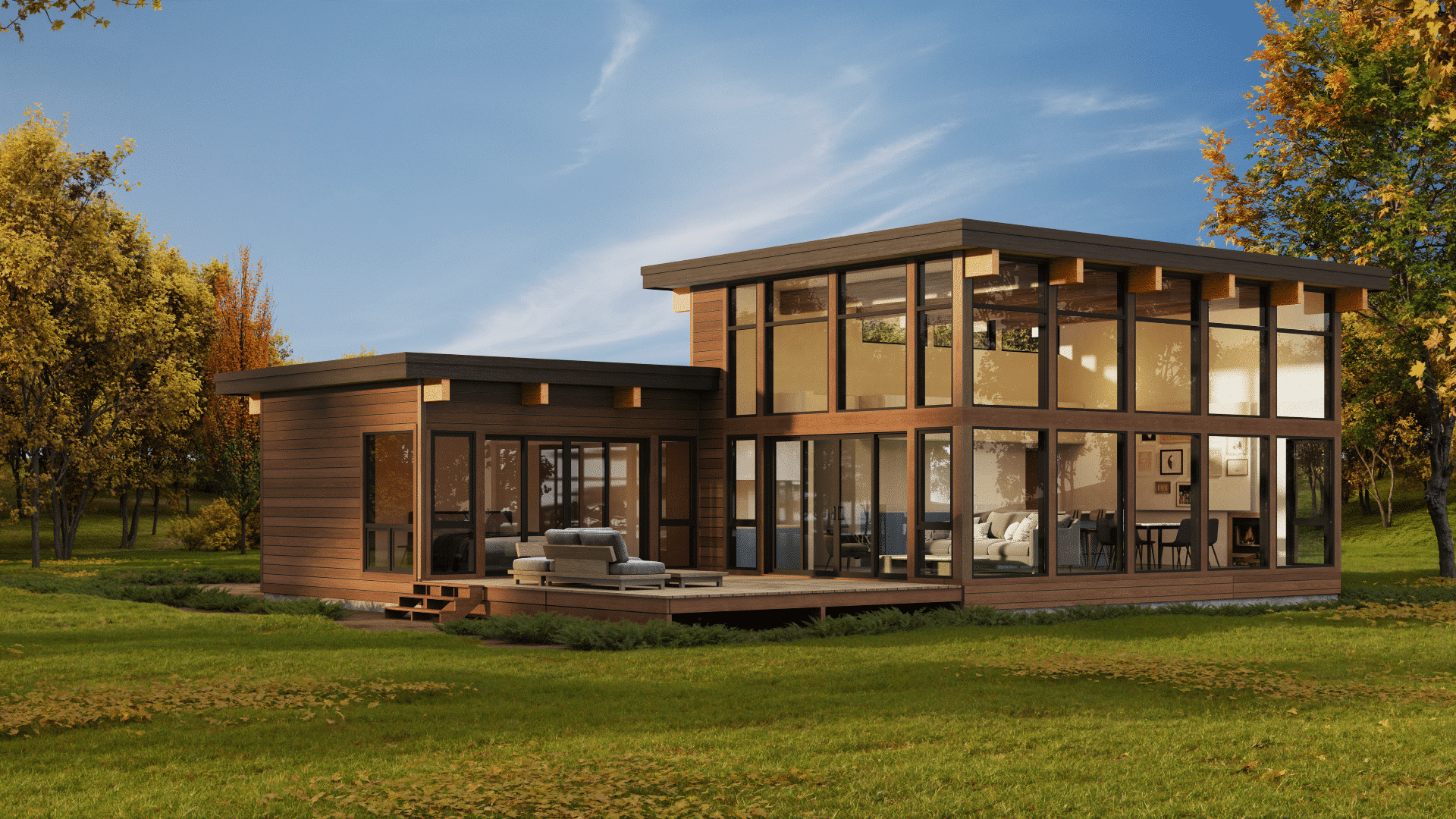 Casa prefabricada Casa de madera y vidrio Poplar 1302, 121 m² de Lindal Cedar Homes