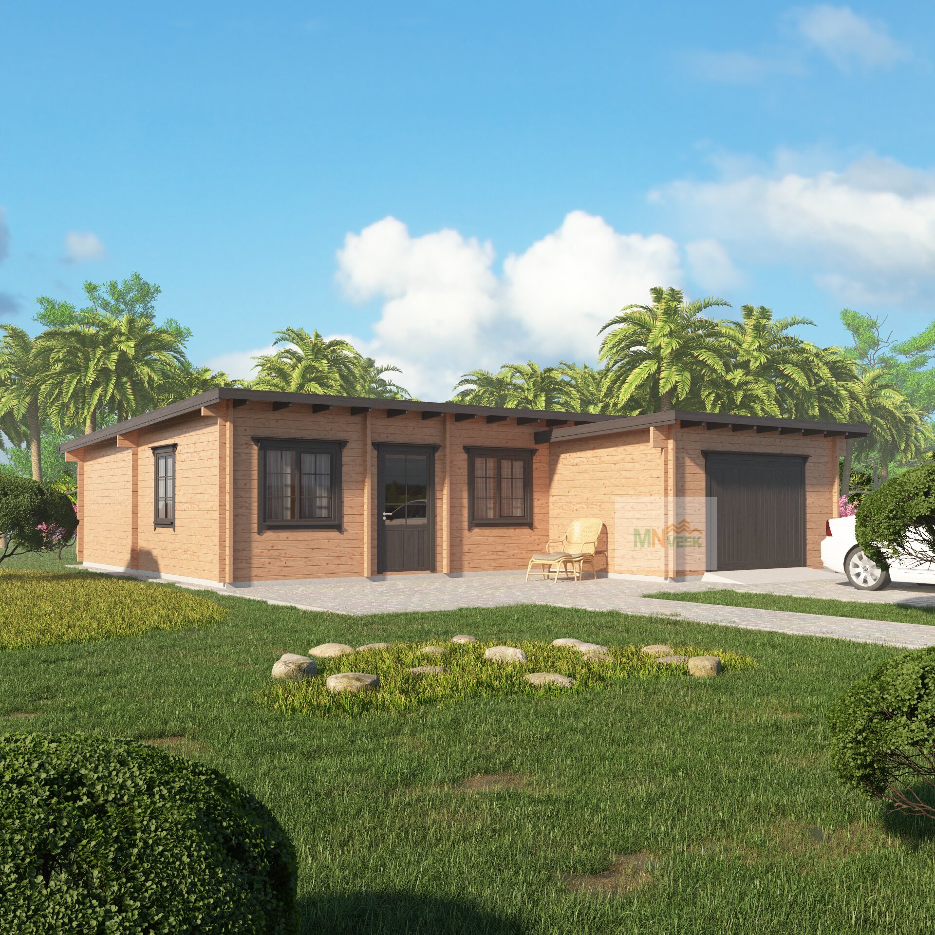 Casa prefabricada Casa de madera Valencia, 101 m² y 3 dormitorios de MNVEEK