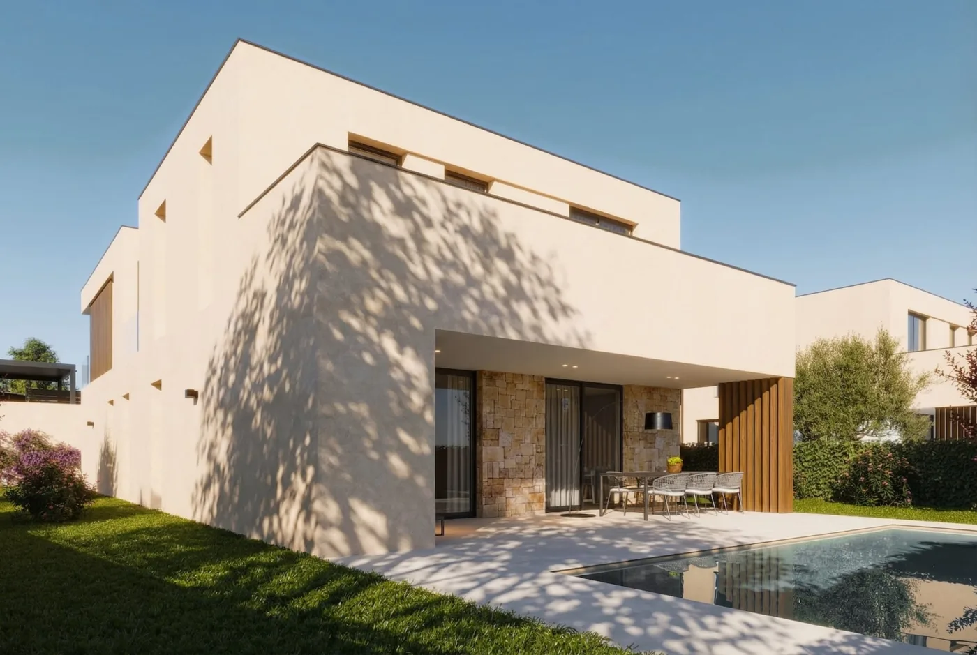 Casa prefabricada modular Elan con salón a doble altura, de Moodul