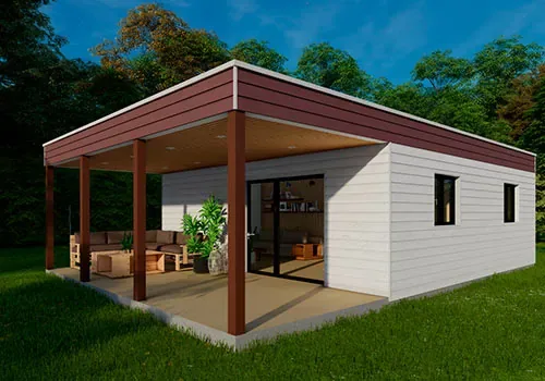 Casa prefabricada de madera de 56 m² y cubierta plana de Nebreda Modula