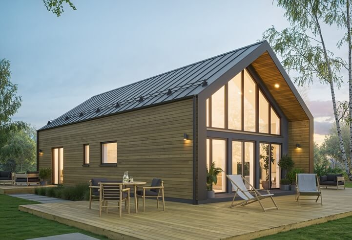 Casa prefabricada de madera Skagen con tres baños de Norges Hus