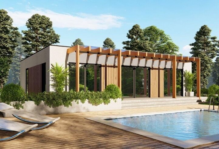 Casa prefabricada de madera 104 de cubierta plana