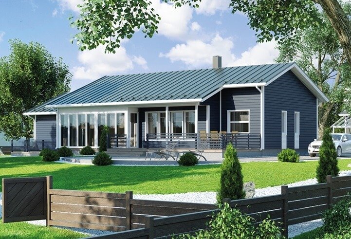 Casa prefabricada de madera 108 con cocina abierta de Norges Hus