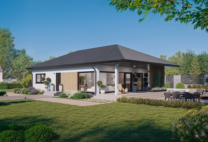 Casa prefabricada 110.2 de cubierta a cuatro aguas de Norges Hus