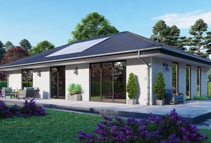 Casa prefabricada 130 de 2 dormitorios y 2 baños en una planta de Norges Hus