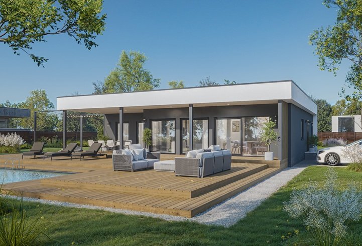 Casa prefabricada 137.3 de cubierta plana y 137 m² de Norges Hus · imagen 2