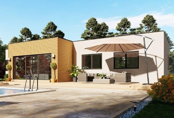 Casa prefabricada de madera 149 de cubierta plana de Norges Hus