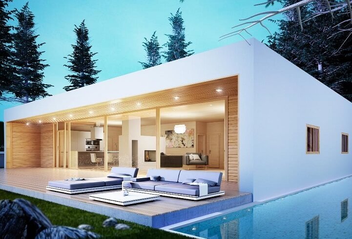 Casa prefabricada de madera 150 de cubierta plana de Norges Hus