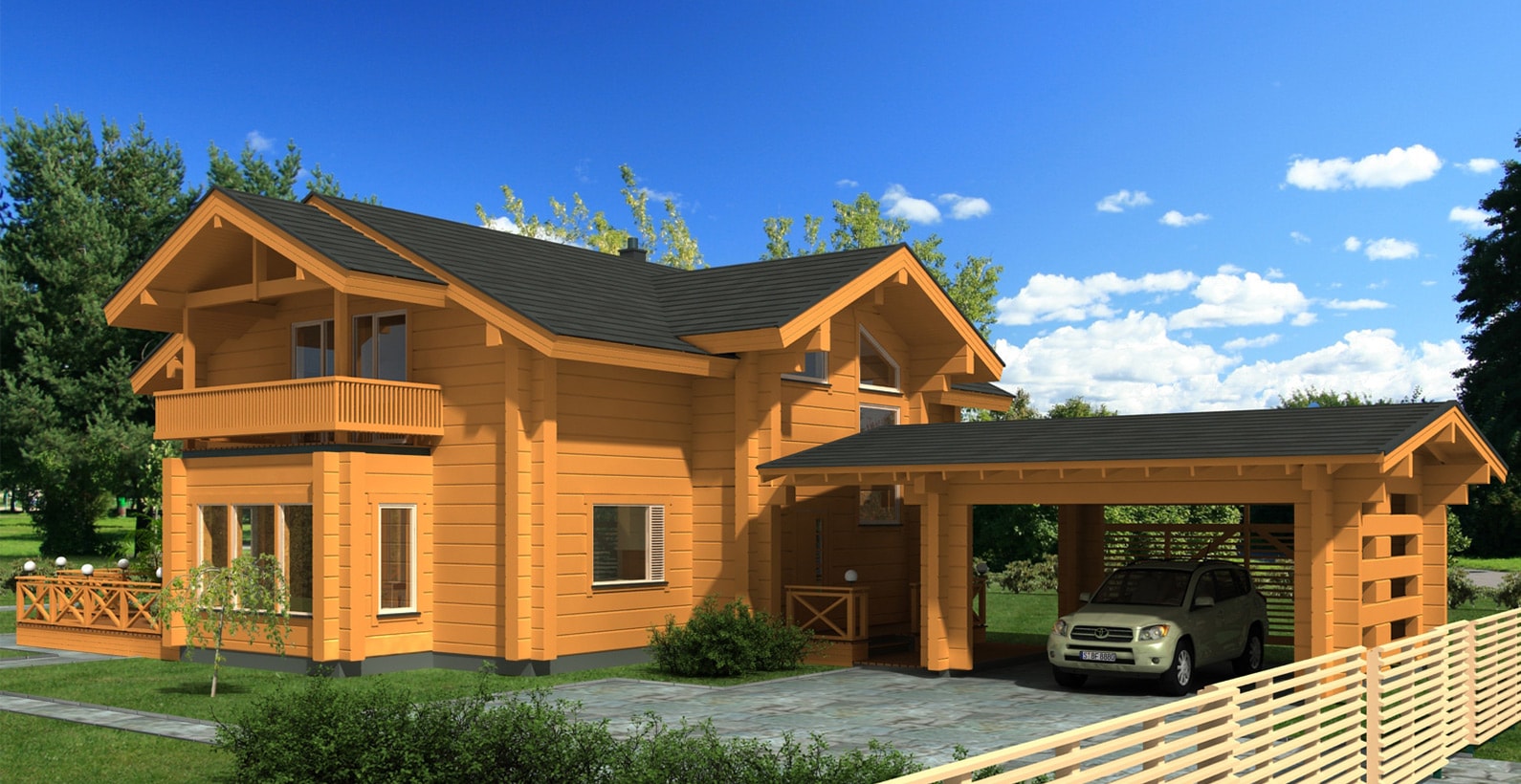 Casa prefabricada Casa de madera de dos plantas Rhapsody, 106 m² de Palmatin