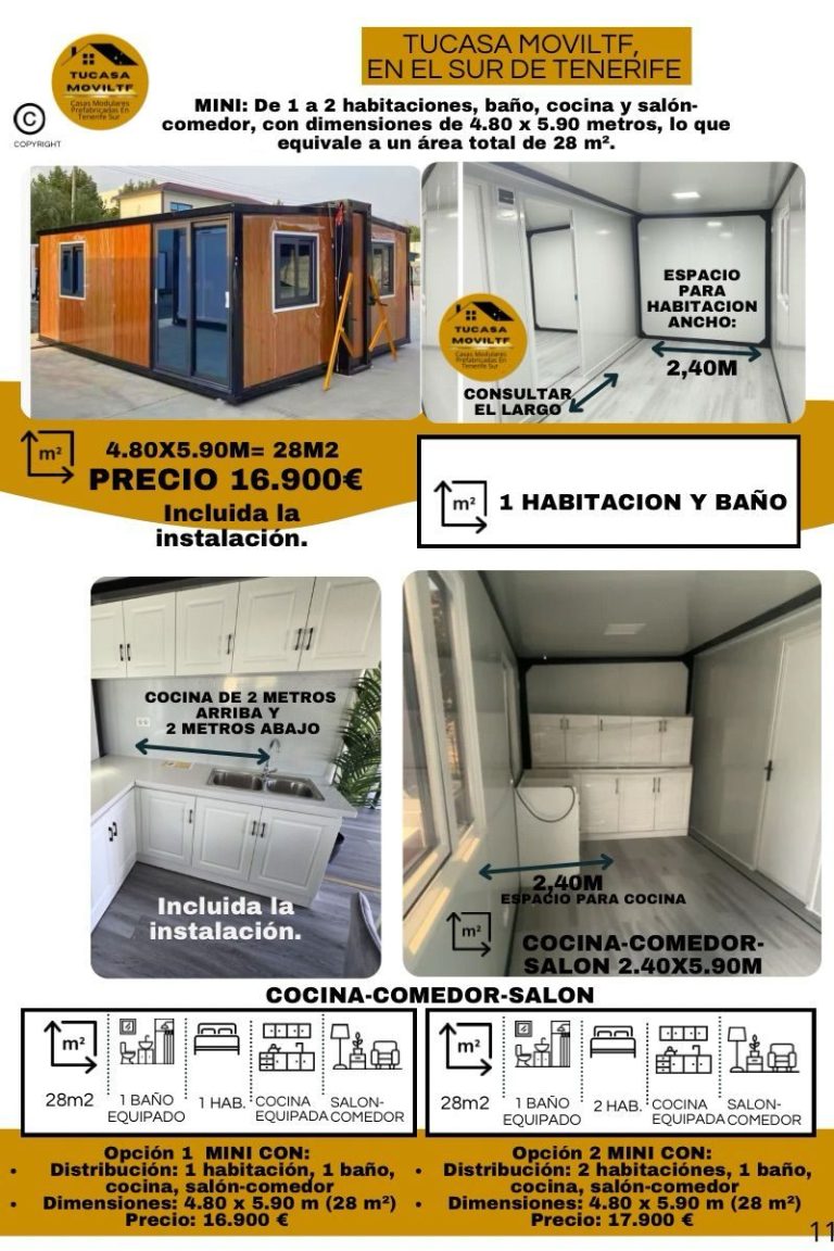Casa prefabricada Casa Mini 1 dormitorio 28 m² de Tu Casa Móvil Tenerife