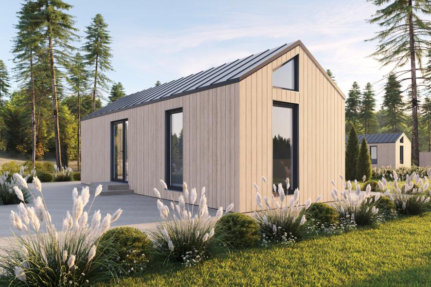 Casa prefabricada Casa modular Satori con tejado a dos aguas de Maestro Casas