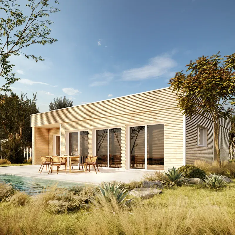Casa prefabricada de madera modelo Londres 117 de AM Prefabricadas