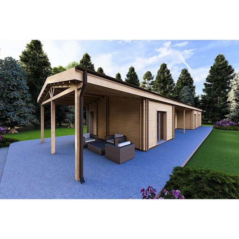 Casa prefabricada de madera con cochera Clio de Caleba
