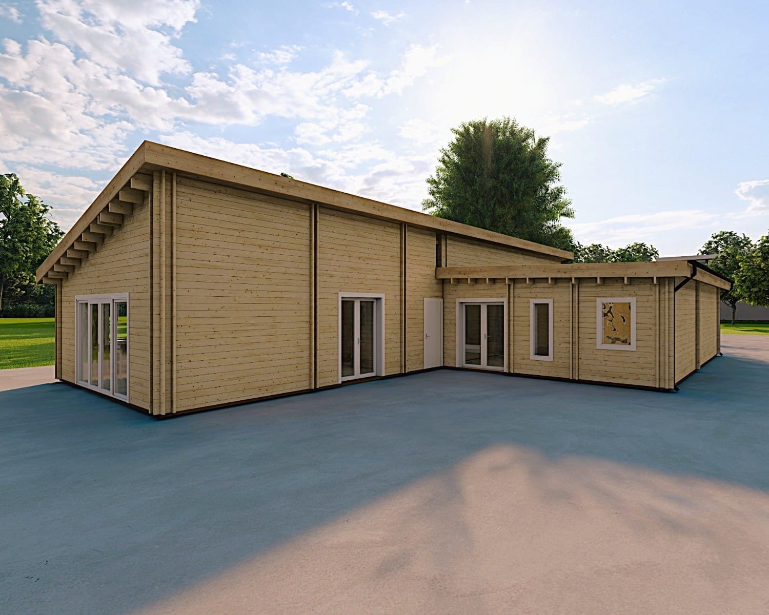 Holz-Fertighaus mit Doppelgarage Priscilla