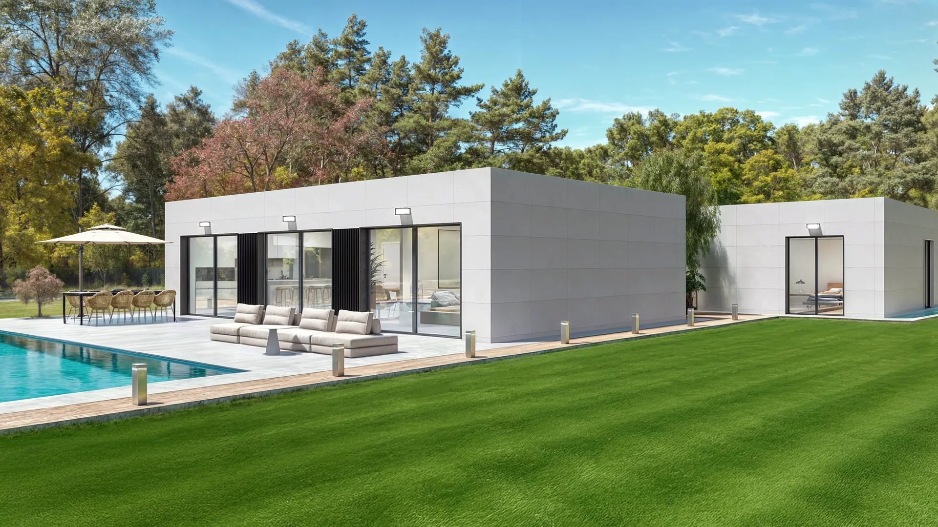 Modulares Fertighaus Cube 250 auf einer Ebene von Casas Cube
