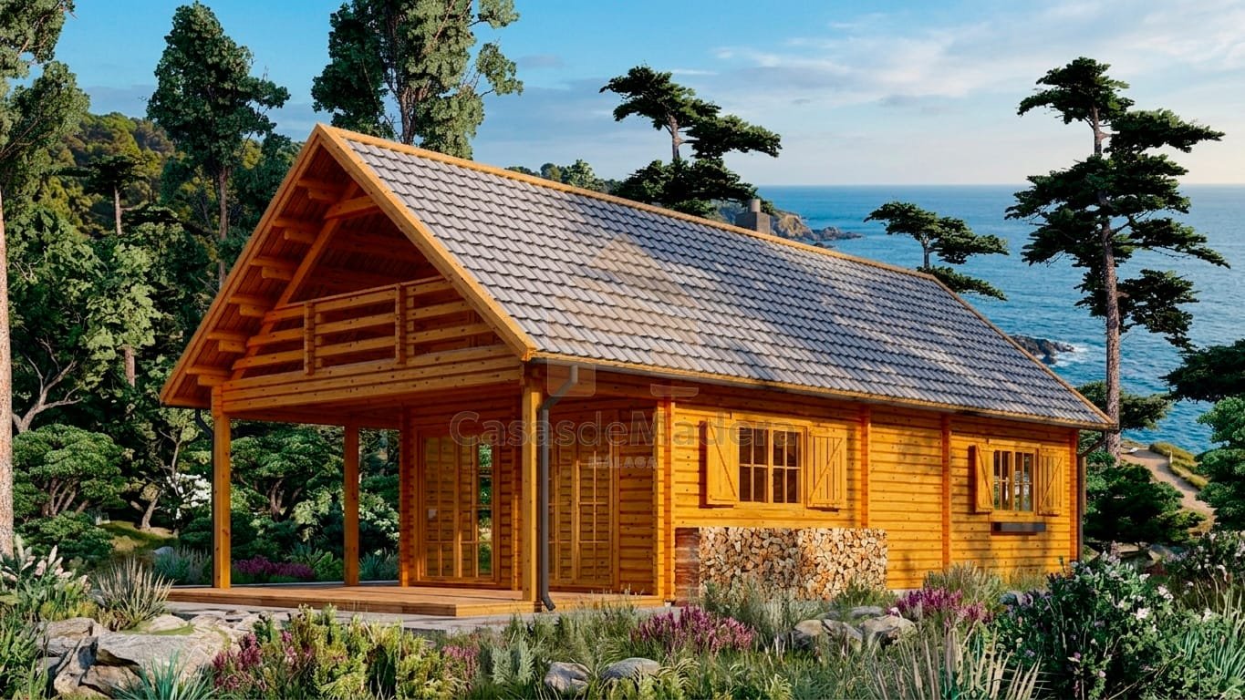 Maison en bois en kit, modèle Algarrobo de Casas de Madera Málaga