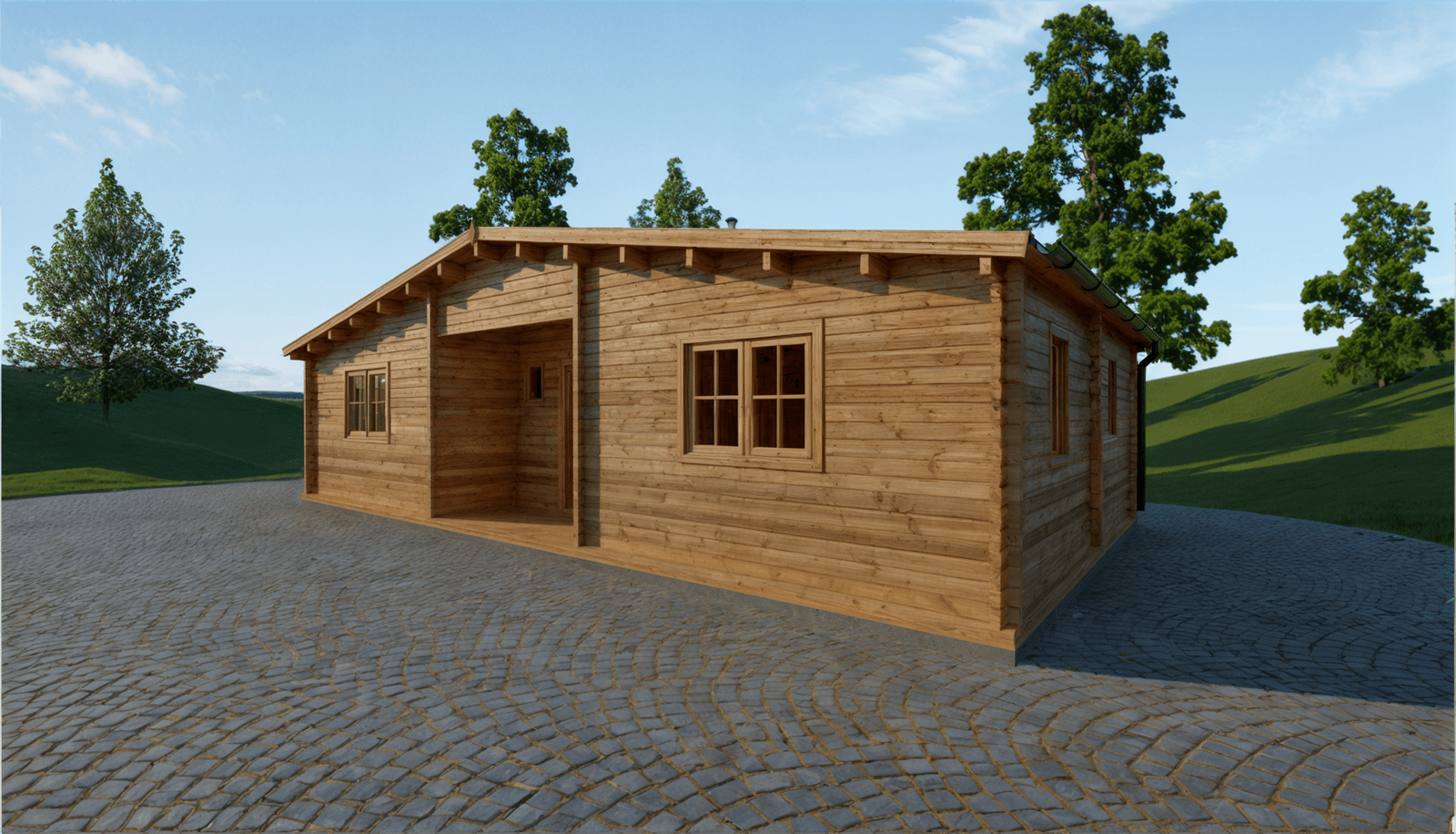Casa prefabricada de madera en kit, modelo Manilva de Casas de Madera Málaga