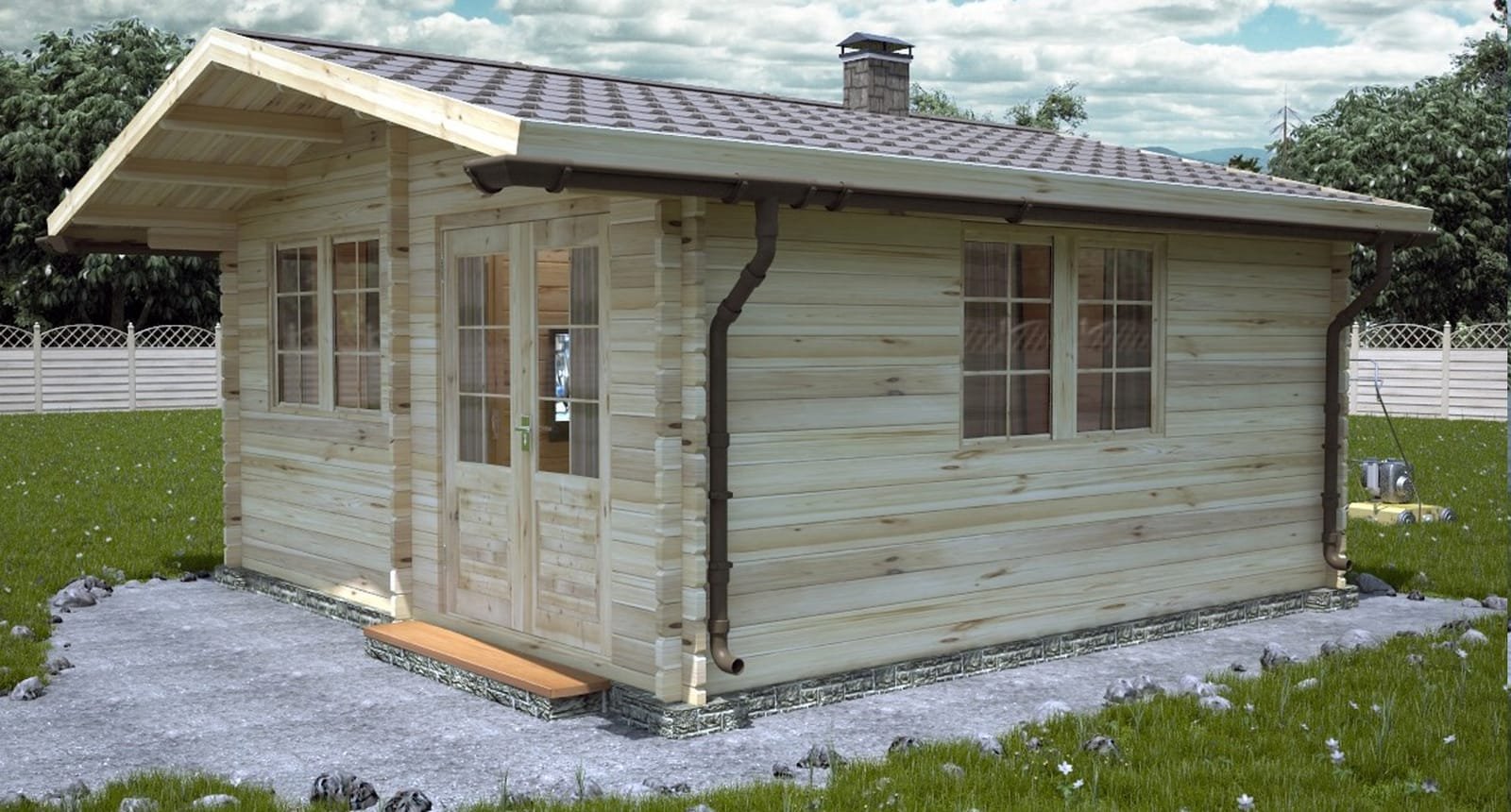 Casa prefabricada Bungalow de madera modelo Rodas 1 en kit de Casas de Madera Yustas