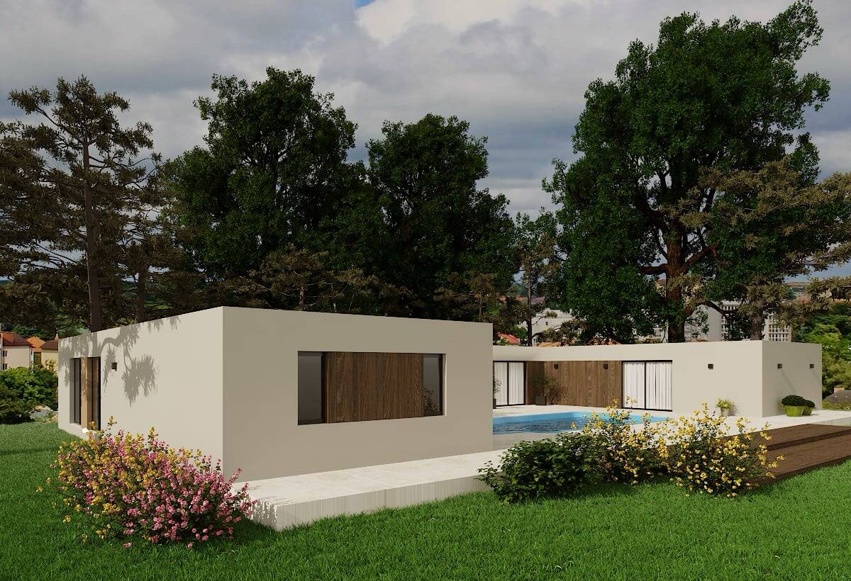 Casa prefabricada Casa prefabricada modular de 180 m² en forma de U de Casas Flexibles
