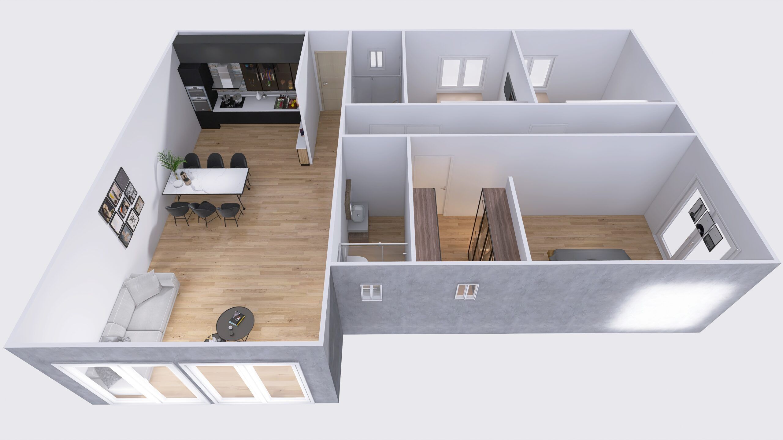 Casa prefabricada Vivienda L de 13 metros de fachada de Casas Prefabricadas de Hormigón RM