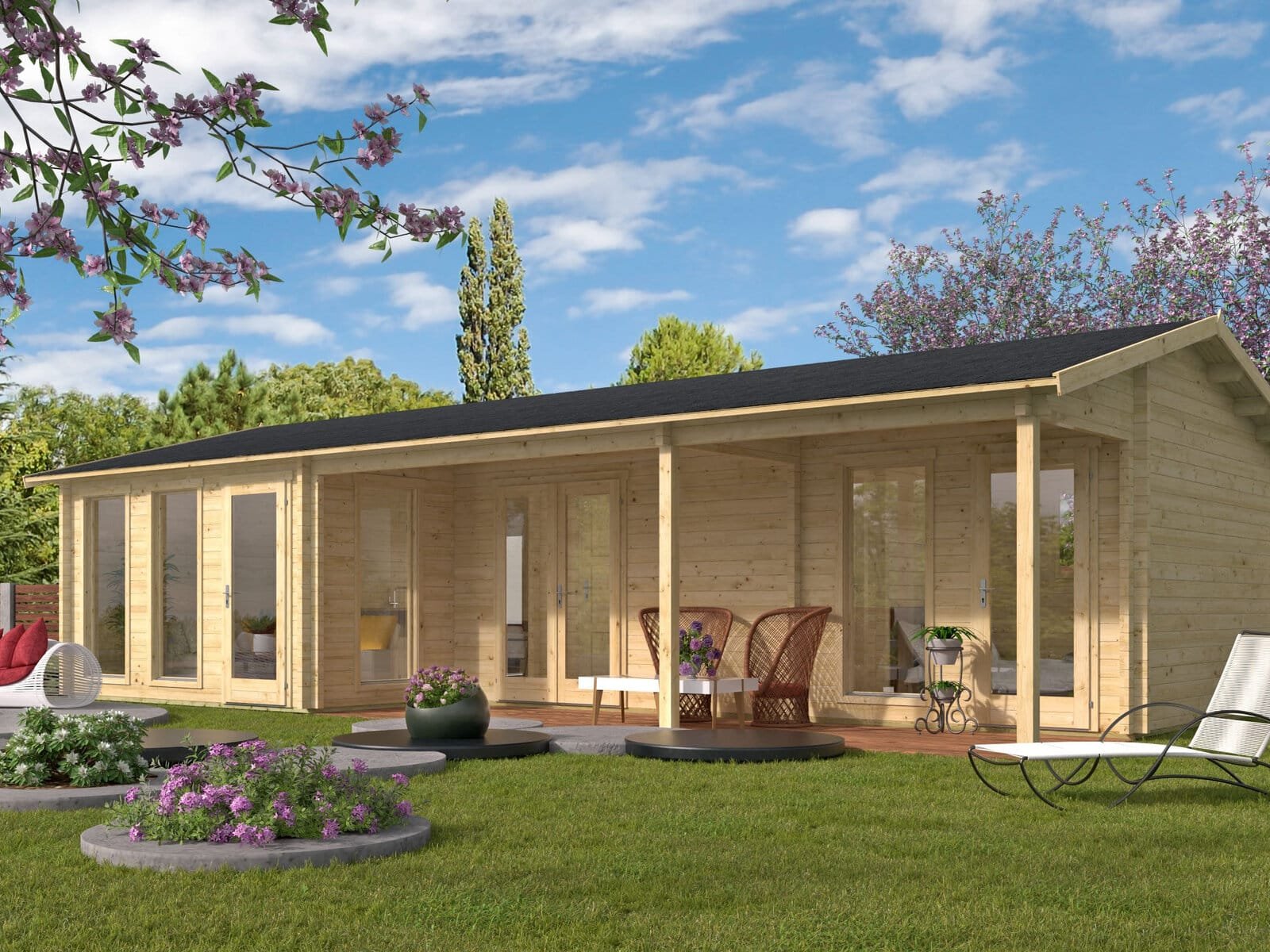 Casa prefabricada de madera en kit, modelo Barbate de Hobycasa