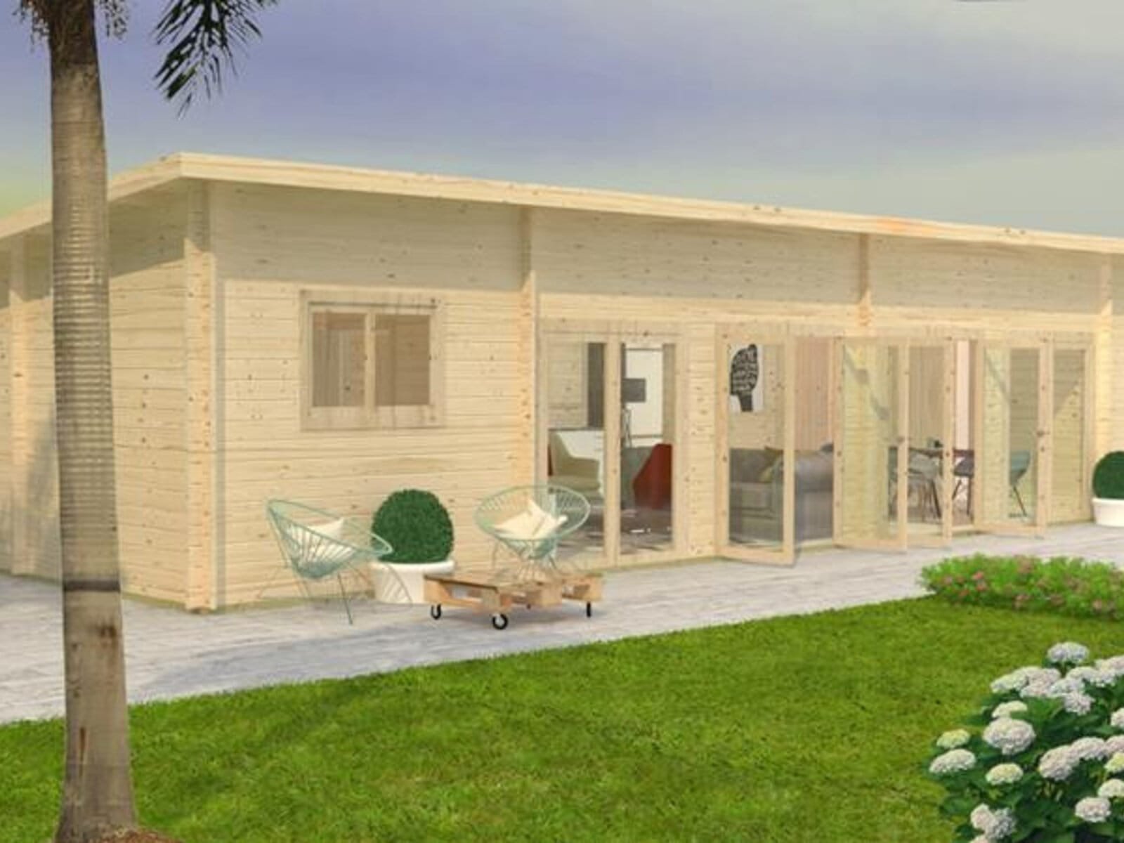 Casa prefabricada de madera en kit, modelo Zaragoza de Hobycasa
