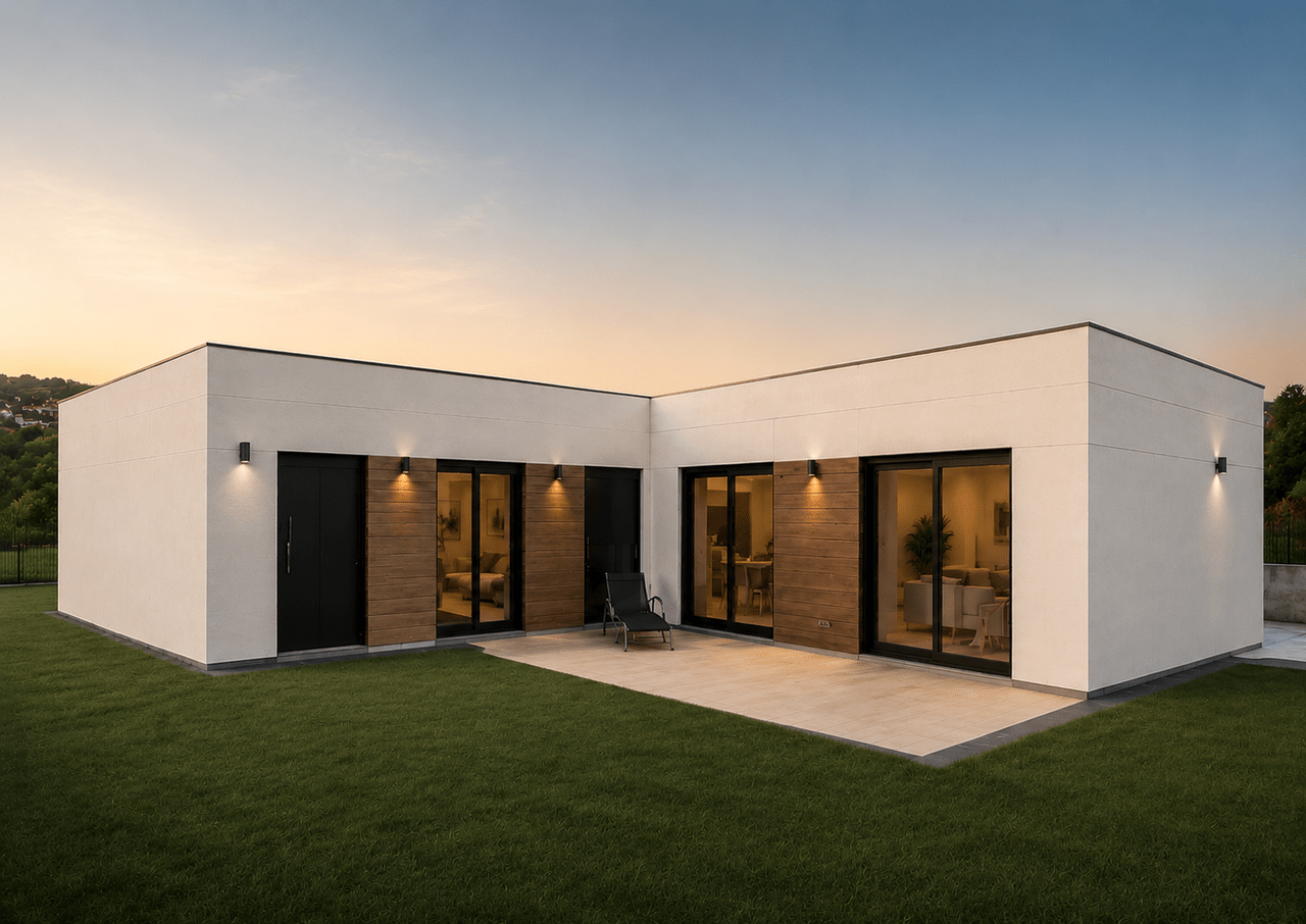 Casa prefabricada modular H3.6M en L de una planta de Home3