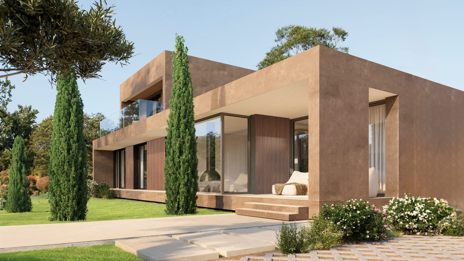 Prefab concrete house with courtyard, Nerja model