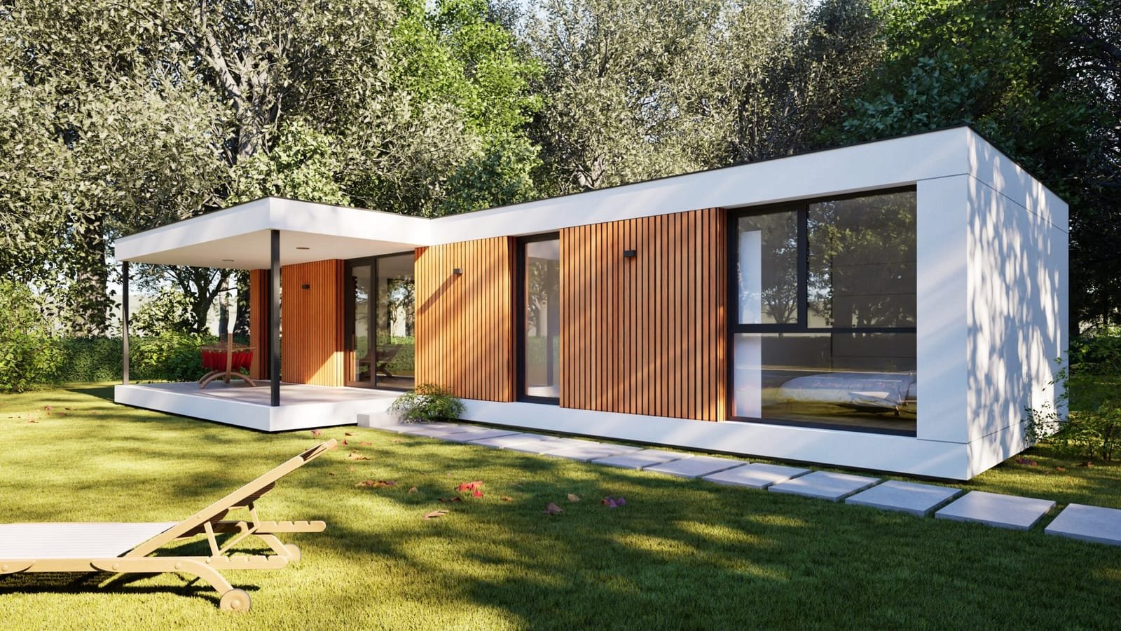 Containerhaus Modelo 70 als Fertighaus mit 2 Schlafzimmern von KuBox Modular
