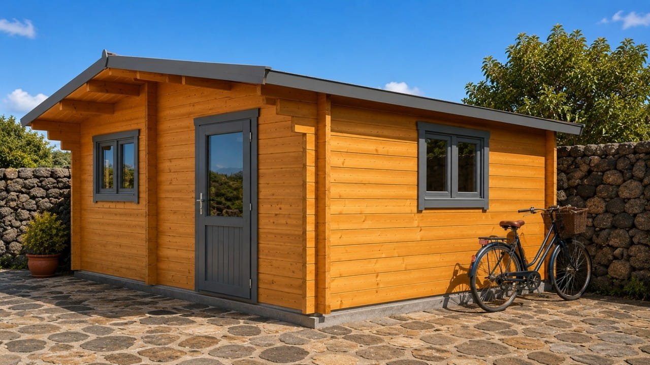CASA MADERA MODELO LA OLIVA 3 ESTANCIAS 45mm 600X500 +75cm de Modular Vivendi