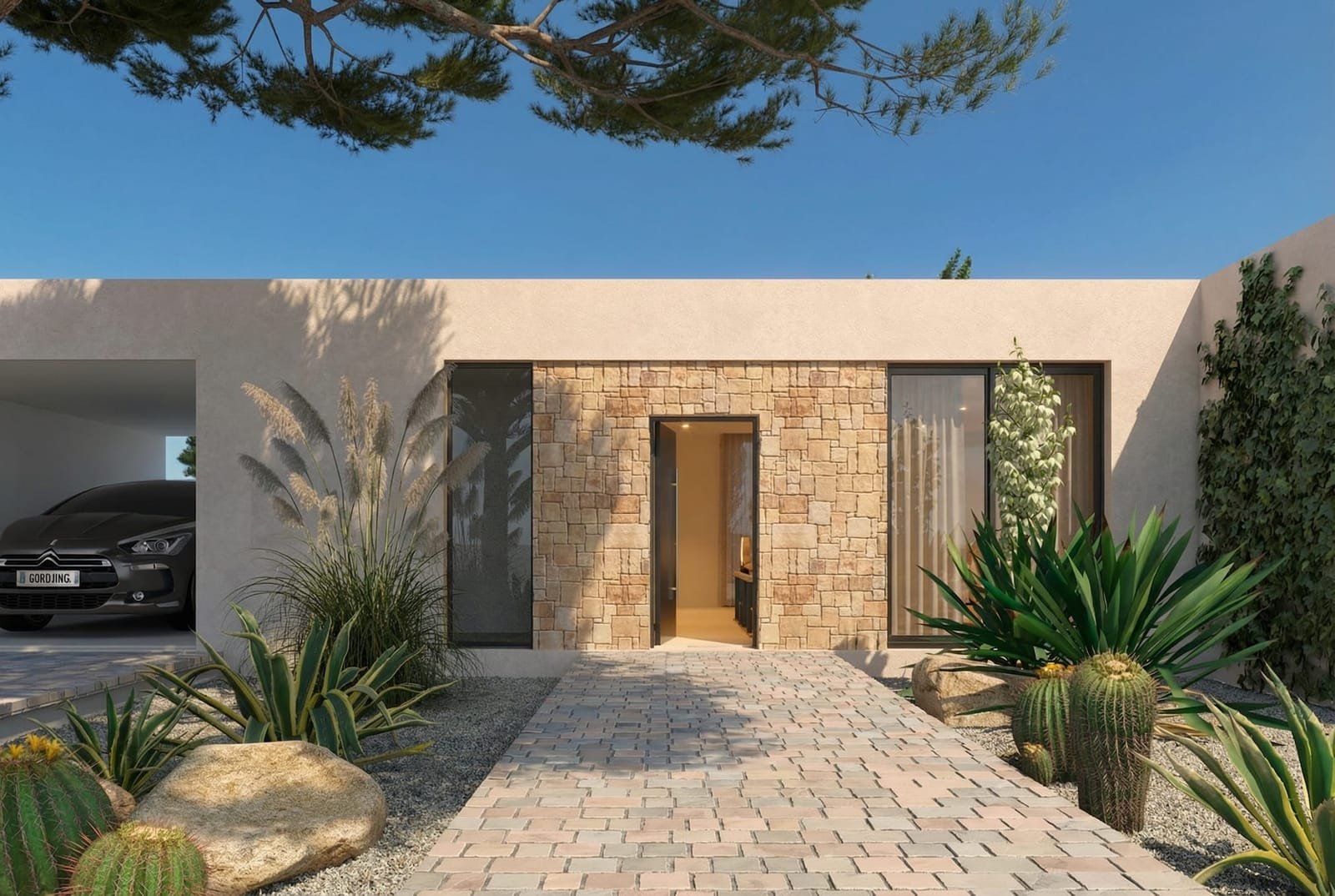 Casa prefabricada modular Enea de una planta en L de Moodul